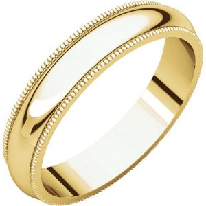 4MM Dome Comfort Fit Milled Edge Wedding Band 10KT/SIZE 8