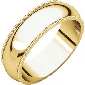 6MM Dome Comfort Fit Milled Edge Wedding Band 10KT/SIZE 7
