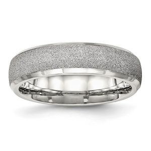 6MM Stainless Steel Laser Finish Gents Wedding Band/SIZE 12  *CLEARANCE-FINAL SALE*
