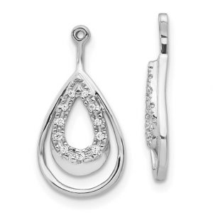 .08TCW Diamond Tear Drop Shaped Earring Jackets 14KT WG *SPECIAL ORDER-FINAL SALE*