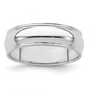 6MM Milled Edge Wedding Band Sterling Silver/Size 11