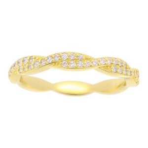 Cubic Zirconia Cable Twisted Band 10KT  *CLEARANCE-FINAL SALE*