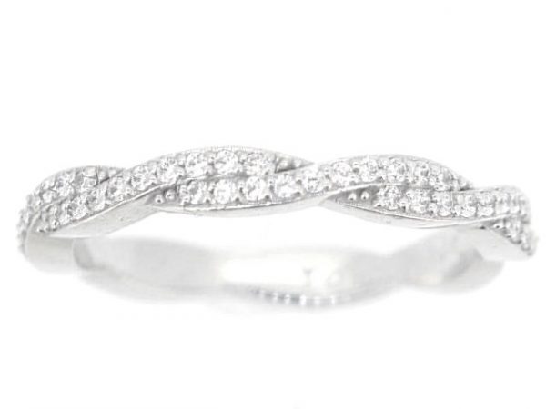 Cubic Zirconia Twisted Eternity Band 10KT WG   *CLEARANCE-FINAL SALE*