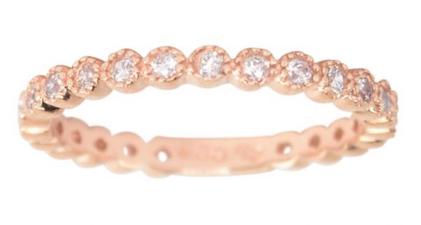 Cubic Zirconia Milled Edge Eternity Stacking Band 10KT PK   *CLEARANCE-FINAL SALE*