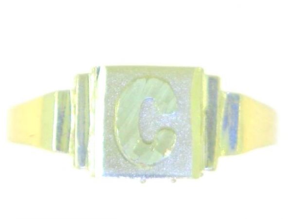 C Initial D.Cut Initial Baby Signet Ring 10KT    **CLEARANCE-FINAL SALE**