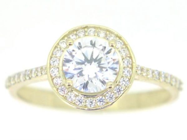 6MM Cubic Zirconia Round Halo Engagement Ring 10KT