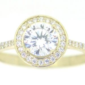 6MM Cubic Zirconia Round Halo Engagement Ring 10KT