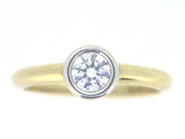 Cubic Zirconia Solitaire Bezel Set Engagement Ring 10KT TT   *CLEARANCE-FINAL SALE*