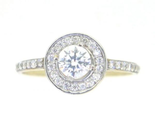 5MM Cubic Zirconia Halo Engagement Ring 10KT TT