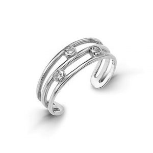 Cubic Zirconia Triple Band Toe Ring 10KT WG   *CLEARANCE-FINAL SALE*