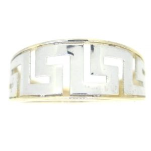 High Polish Greek Key Tapered Ring 10KT TT