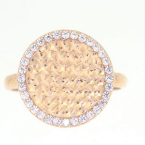D.Cut Disc Cubic Zirconia Ring 10KT PK *CLEARANCE-FINAL SALE*