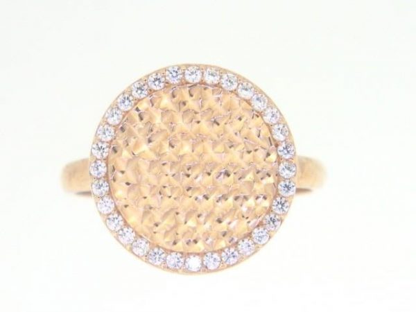 D.Cut Disc Cubic Zirconia Ring 10KT PK    *CLEARANCE-FINAL SALE*