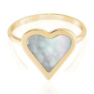 Modern Heart Mother Of Pearl Inlay Ring 10KT   *CLEARANCE-FINAL SALE*