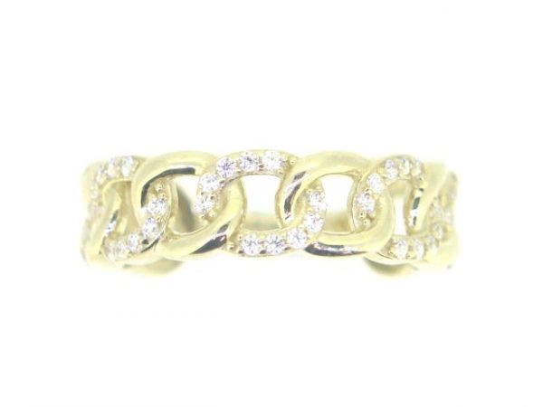 Cuban Link with Cubic Zirconia Pave Band 10KT/6MM  *CLEARANCE-FINAL SALE*