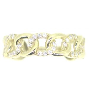 Cuban Link with Cubic Zirconia Pave Band 10KT/6MM