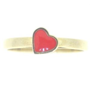 Heart Red Enamel Ring 10KT/5MM  *Size 7