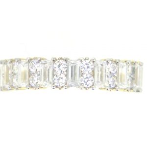 Baguette & Round Cubic Zirconia Ladies Band 10KT