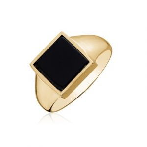 Black Onyx Square 9x9 Flat Back Ring 10KT   *Size 6