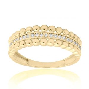 Bubble Ring w/ Cubic Zirconia Centre Ladies Stacking Band 10KT/5MM
