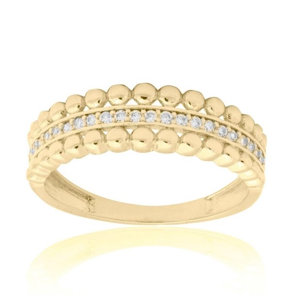 Bubble Ring w/ Cubic Zirconia Centre Ladies Stacking Band 10KT/5MM