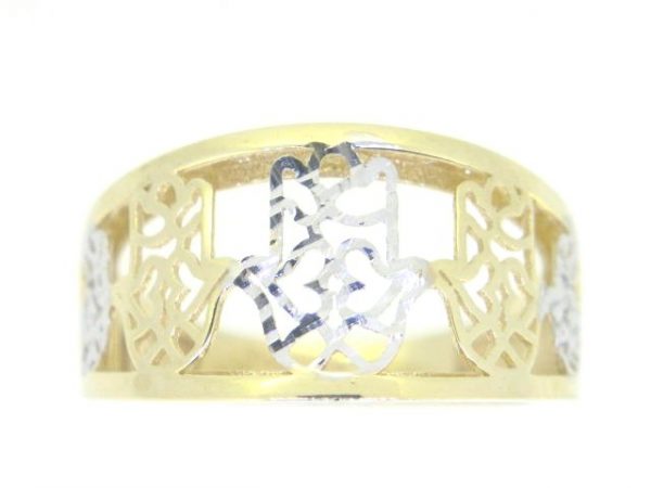 Multi Hamsa D.Cut Tapered Ladies Ring 10KT TT   *CLEARANCE-FINAL SALE*