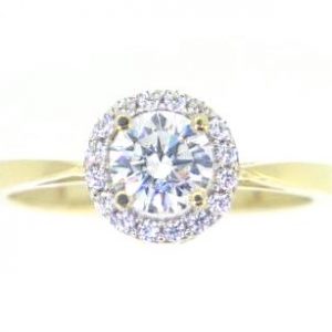 6MM Round Cubic Zirconia Halo Ladies Ring 10KT