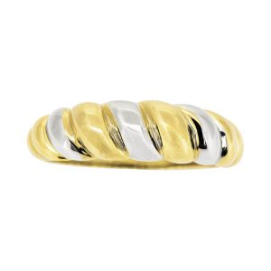Tapered Croissant  Ribbed Dome Ring 10KT TT/7MM