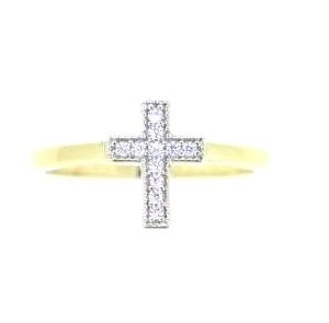 Cross with Cubic Zirconia Dainty Ring 10KT/10MM
