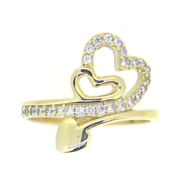 Triple Heart Cubic Zirconia Ladies Ring 10KT