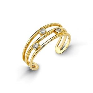 Cubic Zirconia Triple Band Toe Ring 10KT