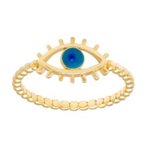 Blue Evil Eye w/ Lashes Beaded Band Ring 10KT/SIZE 8