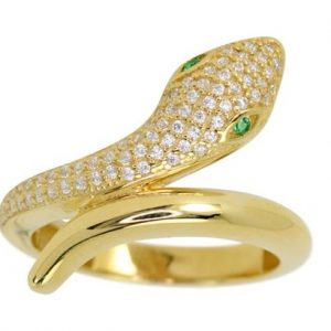 Snake Cubic Zirconia Pave Ladies Ring 10KT/Size 8