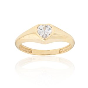 Heart Shape Bezel Cubic Zirconia Ladies Ring 10KT