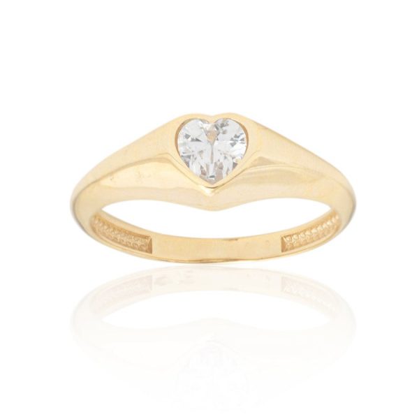 Heart Shape Bezel Cubic Zirconia Ladies Ring 10KT