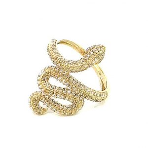 Snake with Cubic Zirconia Pave Ring 10KT/27MM