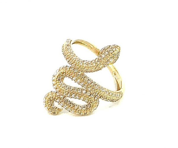 Snake with Cubic Zirconia Pave Ring 10KT/27MM