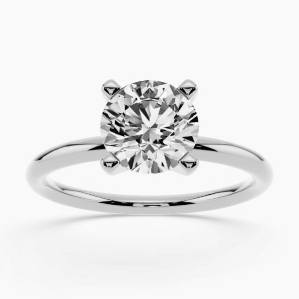 8MM Cubic Zirconia Solitaire Ladies Ring 10KT WG/2MM