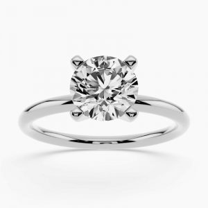 8MM Solitaire Cubic Zirconia Ladies Ring 10KT WG/2MM