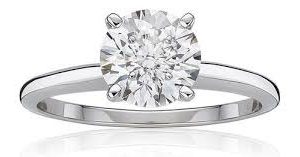 8MM Cubic Zirconia Solitaire Ladies Ring 10KT WG/2MM