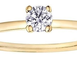 4MM Cubic Zirconia Solitaire Ladies Ring 10KT/2MM