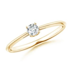 4MM Cubic Zirconia Solitaire Ladies Ring 10KT/2MM