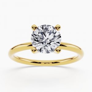 7MM Cubic Zirconia Solitaire Ladies Ring 10KT/2MM