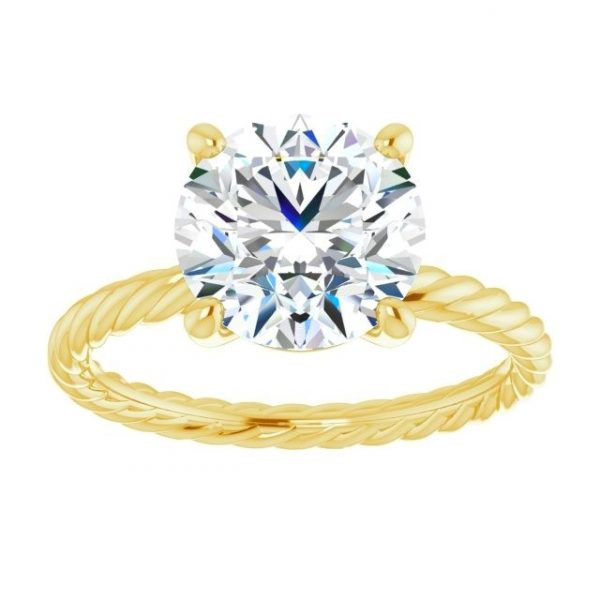 8MM Cubic Zirconia Solitaire Cable Design Ladies Ring 10KT/2MM