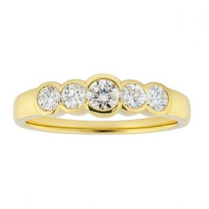 Channel Set 5 Cubic Zirconia Ladies Stacking Band 10KT