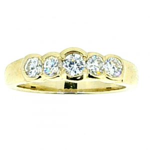 Channel Set 5 Cubic Zirconia Ladies Stacking Band 10KT