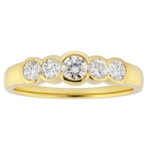 Channel Set 5 Cubic Zirconia Ladies Stacking Band 10KT
