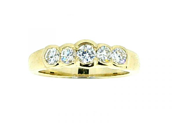 Channel Set 5 Cubic Zirconia Ladies Stacking Band 10KT