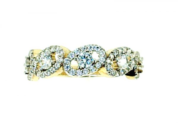 Oval Halo x5 Cubic Zirconia Ladies Stacking Band 10KT/6MM