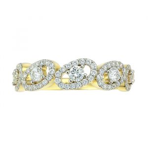 Oval Halo x5 Cubic Zirconia Ladies Stacking Band 10KT/6MM